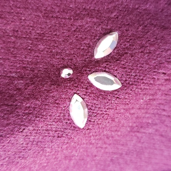 Burgundy Sweater Crossed Front Sweater Embellished - Picture 7 of 13